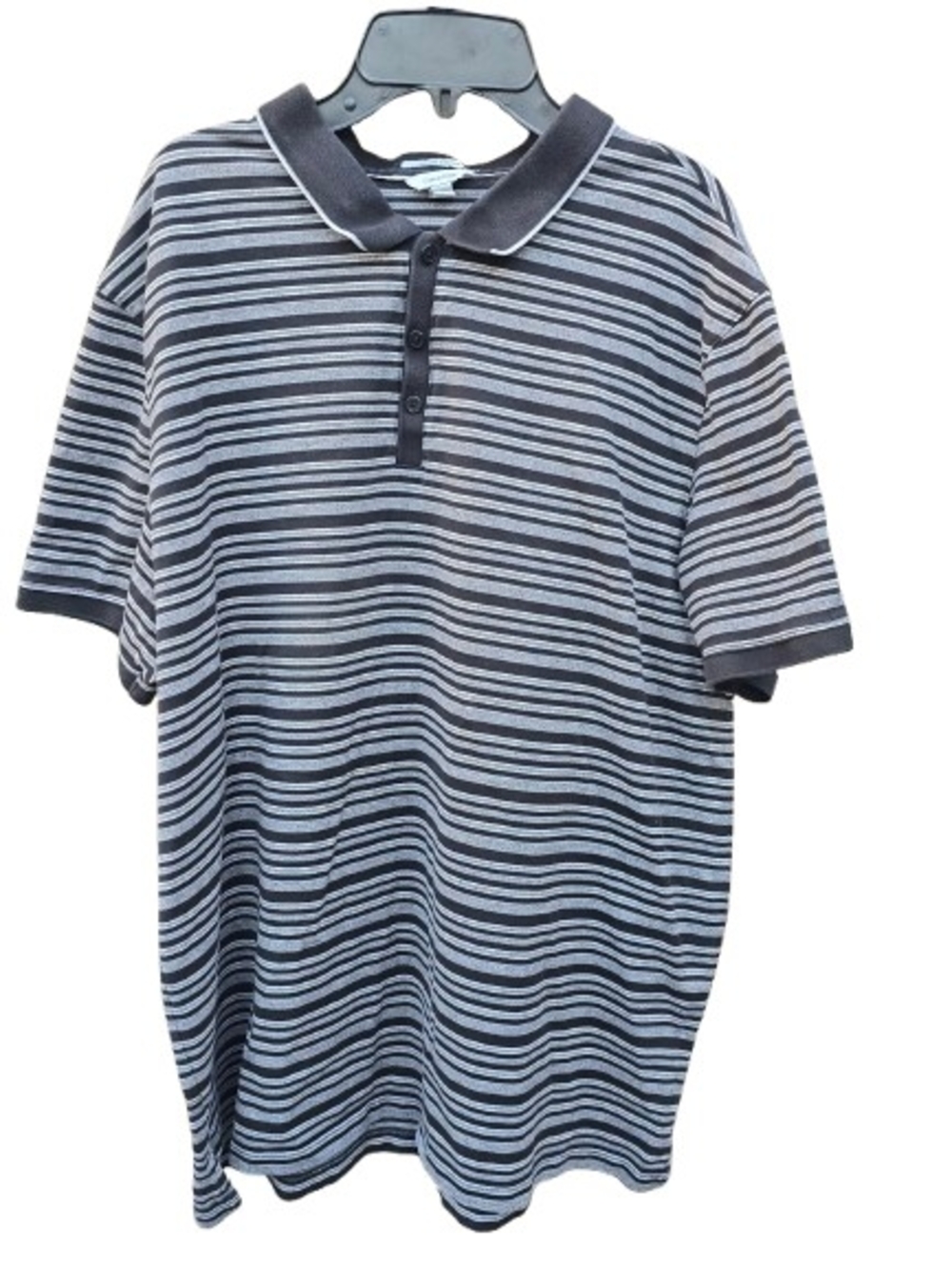 Calvin Klein Men's Short Sleeve Polo Shirt Striped Gray Black Size XL